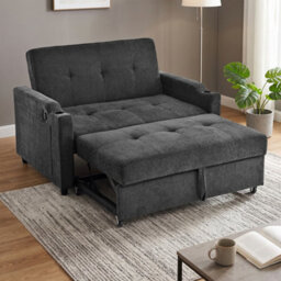 Abrihome 2 Seater Pull Out Sofa Bed Multi Functional Sleeper Loveseat With Cup Holders, Convertible Fold Out Guest Couch, Space Saving - thumbnail 2