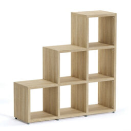 RB UK Boon 9 Cube Shelving Unit Eco-Friendly Stepped Bookcase Freestanding Heavy Duty Oak, Made In Austria (H)1120mm (W)1100mm (D)330mm