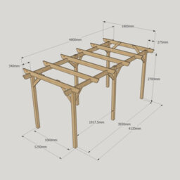Rutland County Garden Furniture Garden Pergola 6 Posts - Wood - L180 X W480 X H270 Cm - Light Green - thumbnail 6