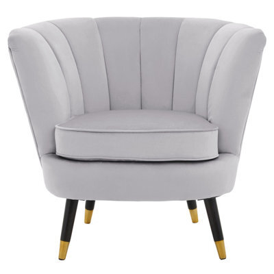 Orsina Grey Velvet Chair With Black Wood And Gold Finish Legs, Backrest Dining Chair,easy To Clean Armchair - image 1