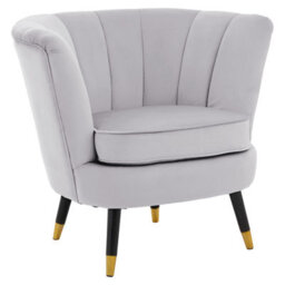 Orsina Grey Velvet Chair With Black Wood And Gold Finish Legs, Backrest Dining Chair,easy To Clean Armchair - thumbnail 2