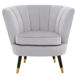 Orsina Grey Velvet Chair With Black Wood And Gold Finish Legs, Backrest Dining Chair,easy To Clean Armchair