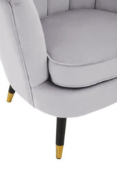 Orsina Grey Velvet Chair With Black Wood And Gold Finish Legs, Backrest Dining Chair,easy To Clean Armchair - thumbnail 6
