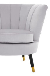 Orsina Grey Velvet Chair With Black Wood And Gold Finish Legs, Backrest Dining Chair,easy To Clean Armchair - thumbnail 5