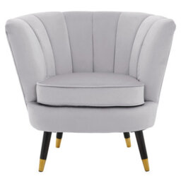 Orsina Grey Velvet Chair With Black Wood And Gold Finish Legs, Backrest Dining Chair,easy To Clean Armchair - thumbnail 7