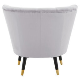 Orsina Grey Velvet Chair With Black Wood And Gold Finish Legs, Backrest Dining Chair,easy To Clean Armchair - thumbnail 4