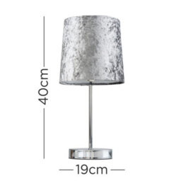 Valuelights Modern Polished Chrome Table Lamp With Silver Grey Velvet Shade - thumbnail 5