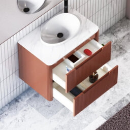 Royal Bathrooms Avenza 800mm Terracotta Clay Wall Hung Bathroom Countertop Vanity Unit 2 Drawer With Nova Basin - thumbnail 5