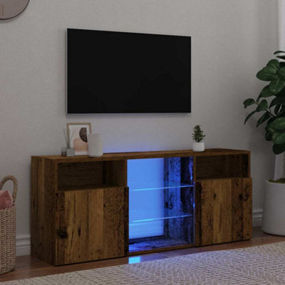 Walplus Tv Cabinet With Led Lights Old Wood 120X30X50 Cm Engineered Wood - image 1
