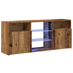 Walplus Tv Cabinet With Led Lights Old Wood 120X30X50 Cm Engineered Wood - thumbnail 3