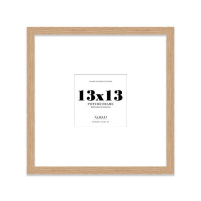 "13X13"" Oak Picture Frame - 13X13"" Square Frame With 9X9"" Mount For 13X13""/9X9"" Pictures Luxurious Style Photo Display, 1 Pack" - image 1