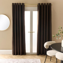 "Ohs Essentials Eyelet Blackout Thermal Curtain Pair, Brown - 66 X 72"""