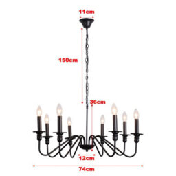 Thehotsale Metal Vintage Style 8-Light Candle Pendant Light 74Cm Dia X 186Cm H - thumbnail 9
