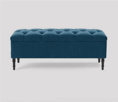 150Cm Swiss Chesterfield Ottoman Storage Bench- Plush Velvet Shoe Bench - Emerald Green Upholstery Footstool With Storage - image 1