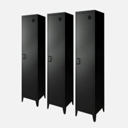 Sweeek - Set Of 3 Metal Cabinets/lockers With 4 Storage Compartments Industrial-Style Soho Black 38X38X180 Cm