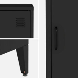 Sweeek - Set Of 3 Metal Cabinets/lockers With 4 Storage Compartments Industrial-Style Soho Black 38X38X180 Cm - thumbnail 5