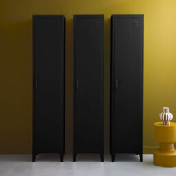 Sweeek - Set Of 3 Metal Cabinets/lockers With 4 Storage Compartments Industrial-Style Soho Black 38X38X180 Cm - thumbnail 6