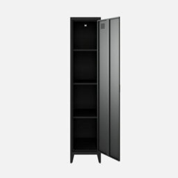 Sweeek - Set Of 3 Metal Cabinets/lockers With 4 Storage Compartments Industrial-Style Soho Black 38X38X180 Cm - thumbnail 4