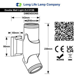 Long Life Lamps Company Black Outdoor Double Wall Light Adjustable Ip54 External Directional Spot Lamp Zlc372B - thumbnail 2
