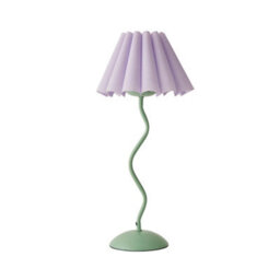 Valuelights Wiggle Lilac Pleated Scallop Lamp Shade Moss Green Metal Table Lamp And Led Bulb - thumbnail 9