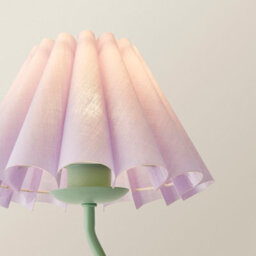 Valuelights Wiggle Lilac Pleated Scallop Lamp Shade Moss Green Metal Table Lamp And Led Bulb - thumbnail 6