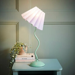 Valuelights Wiggle Lilac Pleated Scallop Lamp Shade Moss Green Metal Table Lamp And Led Bulb - thumbnail 4