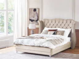 Beliani Bed Velvet Ayette 180 X 200 Cm (Eu Super King) Beige - thumbnail 2