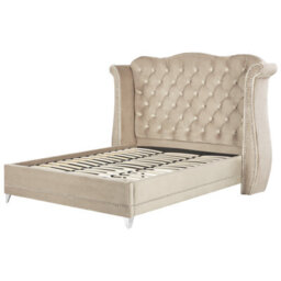 Beliani Bed Velvet Ayette 180 X 200 Cm (Eu Super King) Beige - thumbnail 5