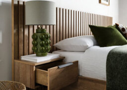 Oak Finish Ottoman Hotel Bed Frame - Double - thumbnail 1