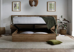 Oak Finish Ottoman Hotel Bed Frame - Double - thumbnail 5