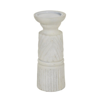 Medium White Carved Candle Holder - image 1