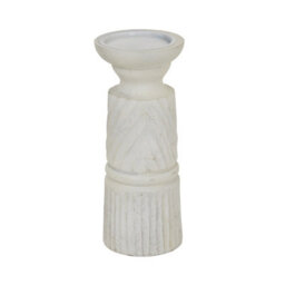 Medium  White  Carved  Candle  Holder - thumbnail 1
