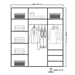 M N Furniture Ltd Wardrobe With Led Light-Modern Sliding Door Wardrobe With Full-Length Mirror, Bedroom Cabinet (White,203Cm) - thumbnail 4