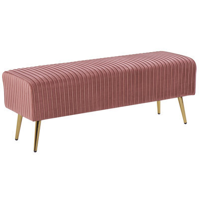Beliani Upholstered Bench Paterson Velvet Pink - image 1
