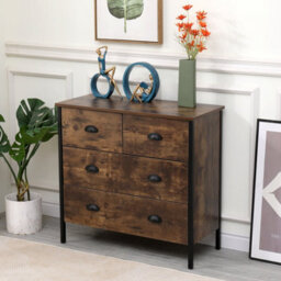 Furniturehmd 4 Drawers Chest, Bedroom Furniture,rustic Brown Cabinet Sideboard Cupboard - thumbnail 2