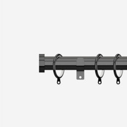 Black Nickel 28mm Stud Fixed Length Metal Curtain Pole  150Cm