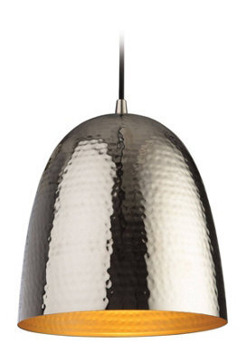 Luminosa Lighting Luminosa Assam 1 Light Dome Ceiling Pendant Nickel, Matt Brass Inside, E27
