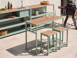 Beliani Garden Bar Table Avetrana 150 Cm 50 Cm Light Green - thumbnail 2