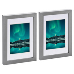 "Nicola Spring Photo Frames With 4"" X 6"" Mount - A5 (6"" X 8"") - Grey/white - Pack Of 2" - thumbnail 1