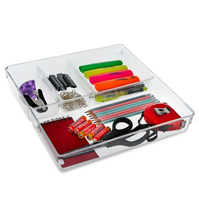 Livivo 4 Compartment Drawer Desk Organiser Clear Plastic - image 1