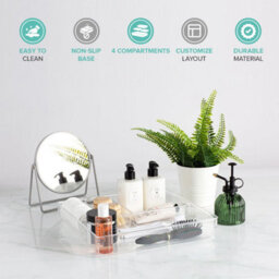 Livivo 4 Compartment Drawer Desk Organiser Clear Plastic - thumbnail 5