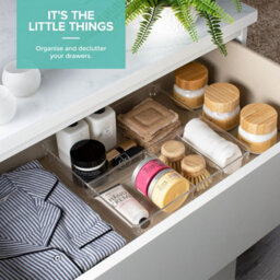 Livivo 4 Compartment Drawer Desk Organiser Clear Plastic - thumbnail 7