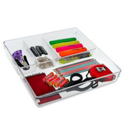 Livivo 4 Compartment Drawer Desk Organiser Clear Plastic - thumbnail 1