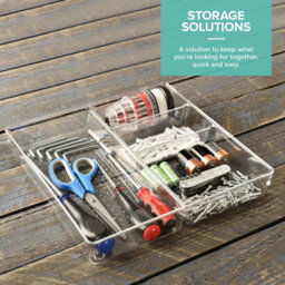 Livivo 4 Compartment Drawer Desk Organiser Clear Plastic - thumbnail 8