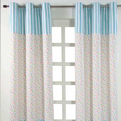 Homescapes Cotton Multi Stars Ready Made Eyelet Curtain Pair, 137 X 228 Cm Drop - image 1