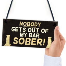 Red Ocean Funny Nobody Gets Out My Bar Sober Hanging Man Cave Home Bar Sign Novelty Gift - thumbnail 6