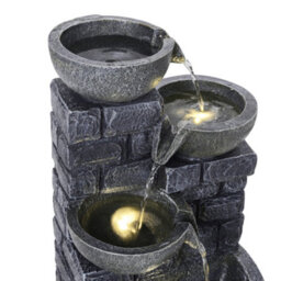 Breeins Rustic Style Faux Stone Wall 4-Tiered Bowl Solar-Powered Outdoor Water Fountain Garden Decor, 45Cm H - thumbnail 7