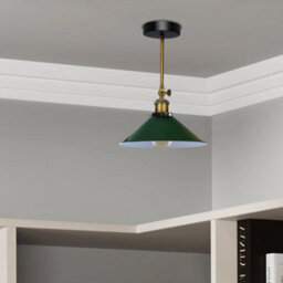 Green Ceiling Light Shade, Vintage Metal 22Cm Cone Shaped Lamp Shades Easy Fit Ceiling Pendant Lightshade For Living Rooms - thumbnail 3