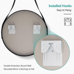 Emke Bathroom Circle Mirror Black Round Mirror Wall Vanity Mirror Framed Belt Decorative Hanging Makeup Mirror 50Cm - thumbnail 4