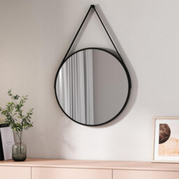 Emke Bathroom Circle Mirror Black Round Mirror Wall Vanity Mirror Framed Belt Decorative Hanging Makeup Mirror 50Cm - thumbnail 1